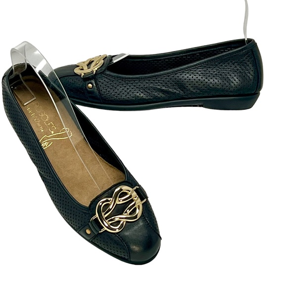 Aerosoles women's High Bet black Leather Slip On Flats size 6/EU 4 - Picture 1 of 13